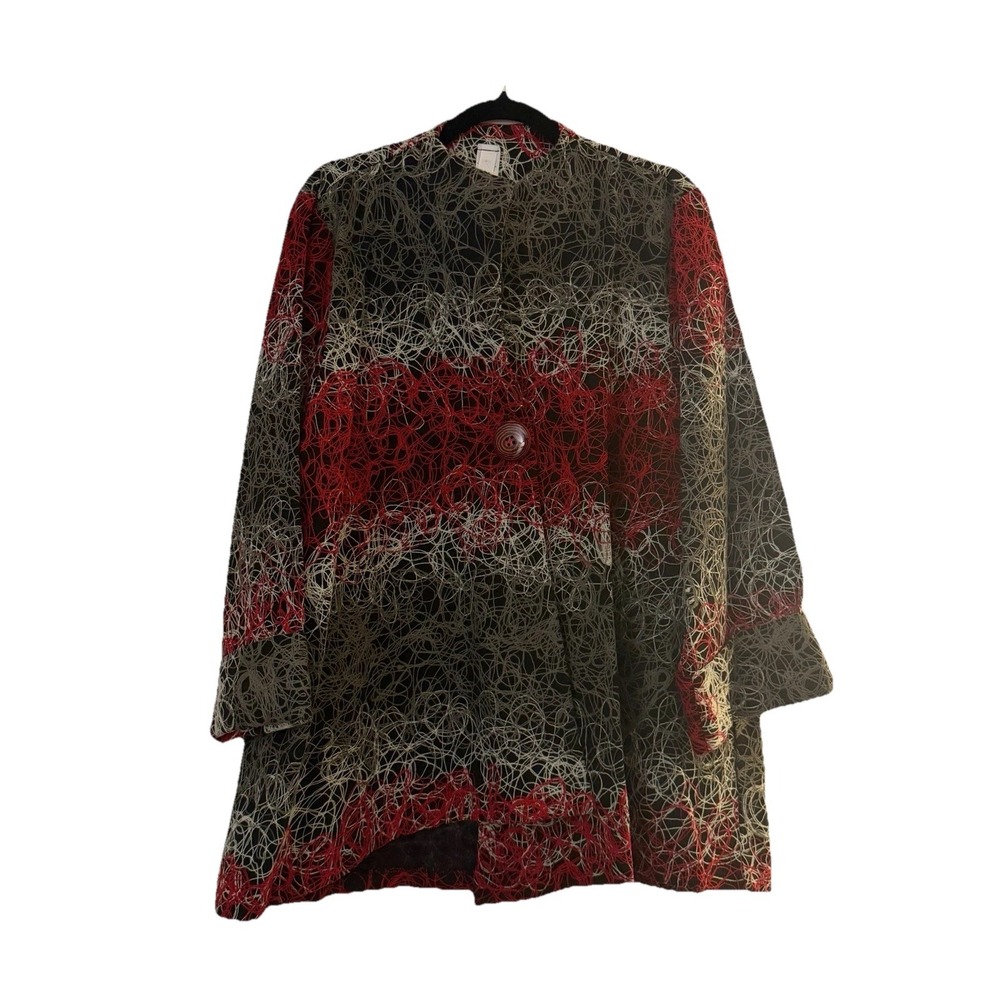 NWT Artsy Textured Womens 2XL Jacket Dense Stitching Swirling Lines Flared ALine - Picture 3 of 10